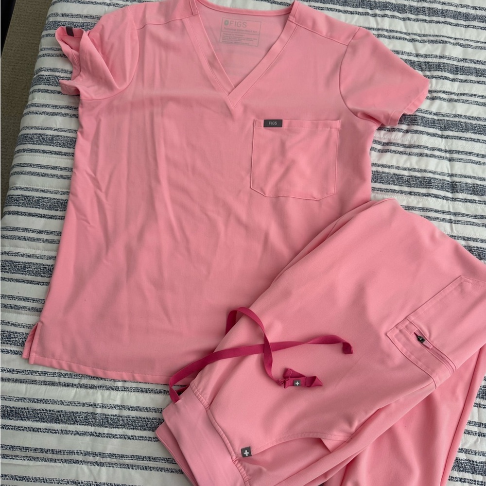 Figs Pink Scrub Top and Jogger Set